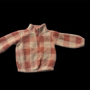 Carter's Pink and Cream Plaid Half-Zip Hoodie
